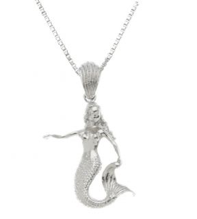New Solid 0.925 Sterling Silver Mermaids Siren Charm Pendant Necklace