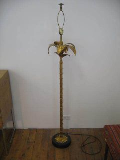 VINTAGE GOLD HOLLYWOOD REGENCY PALM TREE FLOOR LAMP