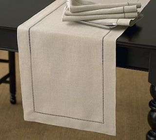   Classic Hemstitched Natural Table Runner   18x108 Rectangular