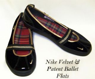   Black Velvet/Patent Capri Ballet Ballerina M J Flats Shoes size 6.5