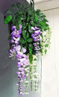   Purple Wisteria Bush Fake Silk Flower Vine Wedding Plants Home Decor