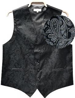 New mens tuxedo vest waistcoat only paisley pattern black prom 