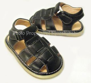 Squeaky Shoes Boys Sandals Soft Flex Sole Fisherman Style BLACK Closed 