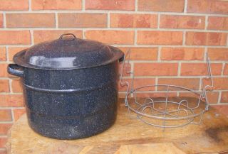 Vtg Graniteware 24 Quart Steel Porcelain Water Bath Canner Canning 