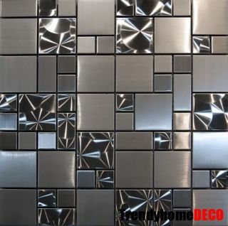   Stainless Steel Pattern Mosaic Tile Kitchen Backsplash Bath wall