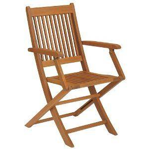 Outdoor Hardwood Patio Chair Set 2 Folding NEW Arm Rest