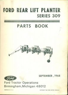 FORD PARTS BOOK Rear Lift Planter 309 #PA 8321 B1 (AG 2)