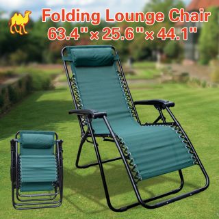 Folding Zero Gravity Recliner Lounge Chair Long Beach Chair Patio Pool 