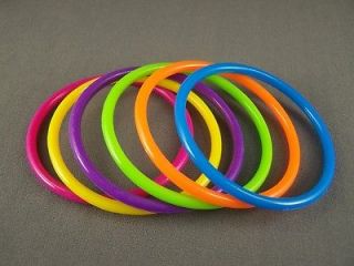 Multi color thin skinny set 6 kids girls plastic bangle bracelet 2 1/4 