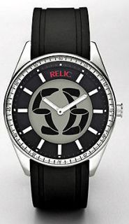 RELIC FOSSIL Men Watch ZR55259 Black Silicone Stainless Steel BIG TIC 