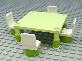  Minifig Sized Yellow TABLE & CHAIRS  Great for Minifigure Kitchen Food