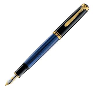Pelikan Souveran M400 Fountain Pen, Black Blue, 14k Medium Nib