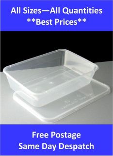 25 Plastic Containers Clear With Lids Microwave Food Safe Takeaway 