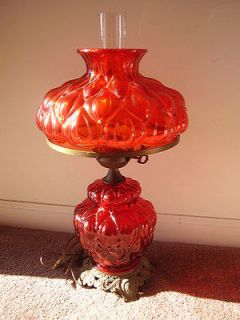 Rick Bar Sales Red Orange Double Globe 3 way Table Lamp