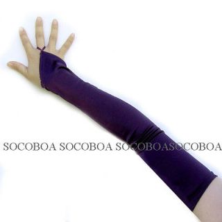   Purple Plum Fingerless Satin costume Opera Gloves over the elbow 23