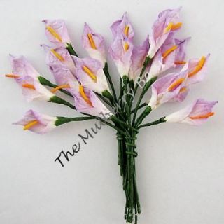 10 3/8 Lavender CALLA LILIES MULBERRY PAPER FLOWERS