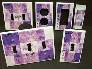 LIVE LAUGH LOVE NINE PATCH SHADES OF PURPLE LIGHT SWITCH COVER PLATE 