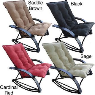Indoor/ Outdoor Folding Rocking Chair with Chaise and Microsuede Cover