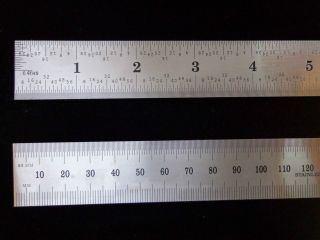   English/Metric 1/32, 1/64, .5mm, mm Stainless Machinist Ruler Scale