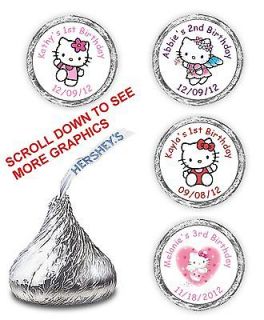 108 HELLO KITTY BIRTHDAY HERSHEY CANDY KISSES LABELS FAVORS BABY 
