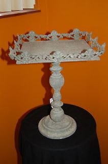 VINTAGE FRENCH GARDEN STYLE SQUARE METAL CAKE/CUPCAKE PEDESTAL STAND 