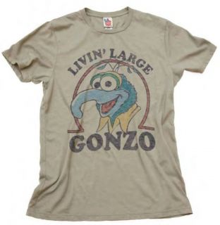 New Authentic Junk Food Mens Muppets Livin Large Gonzo Vintage Style T 