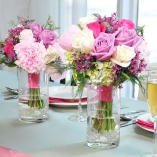 Personalized Flower Bouquet Reception Vase Wedding Favor