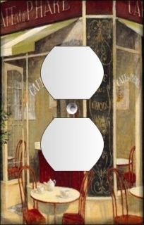 FRENCH BISTRO CAFE TERRACE RED CHAIR OUTLET COVER PLATE