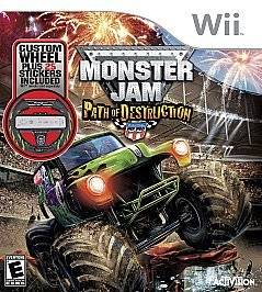 Monster Jam Path of Destruction (Game & Racing Wheel) (Wii, 2010)