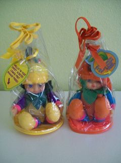 Vtg Scented Fruity Baggie Friend Dolls Lemon Orange Cititoy in Bags 