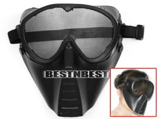 New Airsoft BB Gun Paintball Mesh Face Goggle Full Face Protect Black 