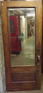 Antique oak paneled exterior door with stained glass   Philadelphia 