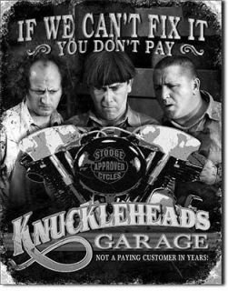 NEW Three Stooges Tin Metal Sign  Knuckleheads Garage 16x13