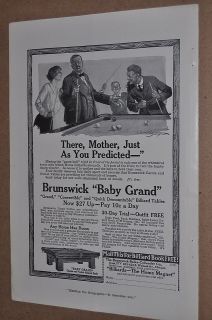 1916 Brunswick Pool Table advertisement, BILLIARD TABLE, good family 