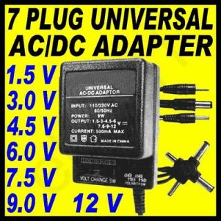 PLUG UNIVERSAL AC DC ADAPTER 500mA 1.5V 3V 4.5V 6V 7.5V 9V 12V