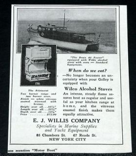 1928 OLD MAGAZINE PRINT AD, WILCO, ARISTOCRAT MARINE BOAT STOVE