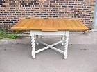 GOOD VINTAGE SOLID OAK AND PAINTED DRAW LEAF DINING TABLE, CIRCA 1930