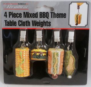 Mr Bar B Q 4 Piece Mixed BBQ Themed Table Cloth Weights