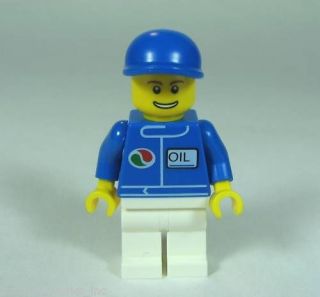 LEGO Blue Gas Station Attendant w/ Hat Mini Figure Minifig