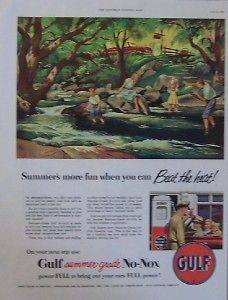 1951 Gulf Gas Pump Brook Kids Convertible Car Print Ad