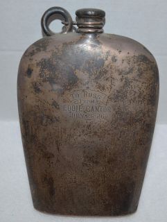 Eddie Canter 1926 Flask engraved sterling 858 watrous prohibition 