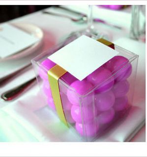 100 PVC Bomboniere favor clear wedding gift box 5x5x5cm