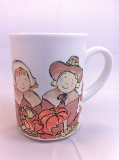 Set of 2 Table by Rosanna GIVE THANKS Pilgrims Thanksgiving Mugs