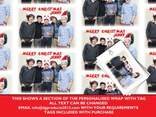   Wrapping Paper and free tags Christmas One Direction Xmas Gift Wrap
