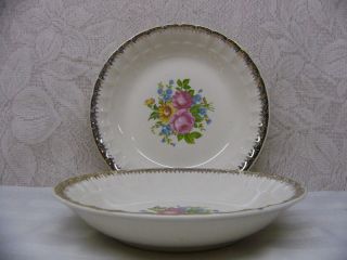 CRONIN CHINA COLONIAL COURTING COUPLE GOLD TRIM BREAD SALAD PLATES LOT 
