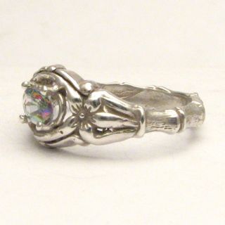 Mystic Topaz Gemstone Bone Ring Solid Sterling Silver also in 14kt