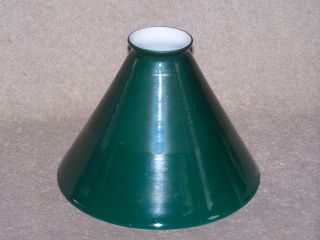 ANTIQUE EMERALITE INDUSTRIAL CASED GLASS CONE LAMP SHADE