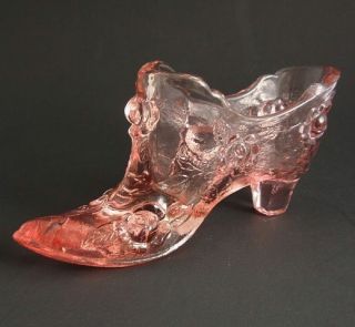 Fenton Glass Pink Roses Shoe Slipper