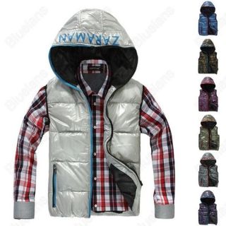 NEW Korean Mens Classic Fashion Style Winter Bright Down Vest Hooded 