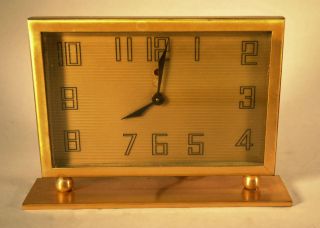 Vintage Deco Style Brass Desk Clock by General Electric Co.